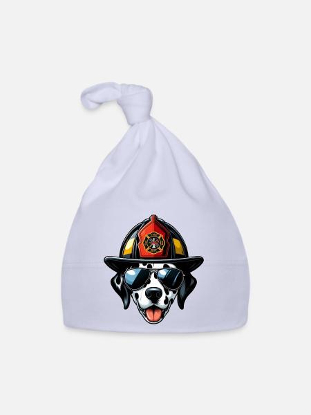 Fire Brigade Dalmatians - Organic Baby Cap - sky - Front