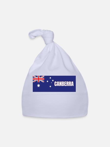 Canberra City in Australian Flag - Organic Baby Cap - sky - Front