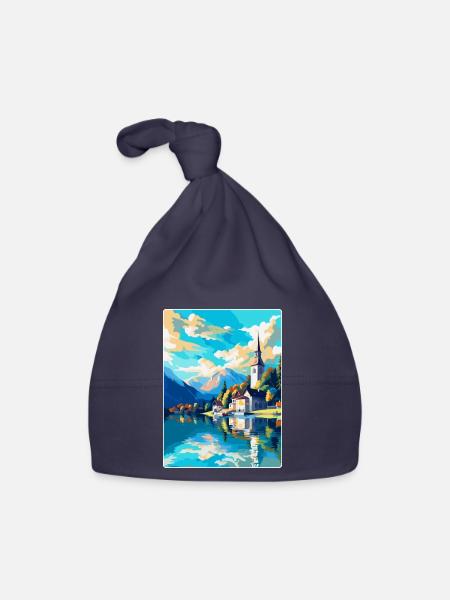 St Wolfgang Austria Vintage Travel Poster Souvenir - Organic Baby Cap - navy - Front