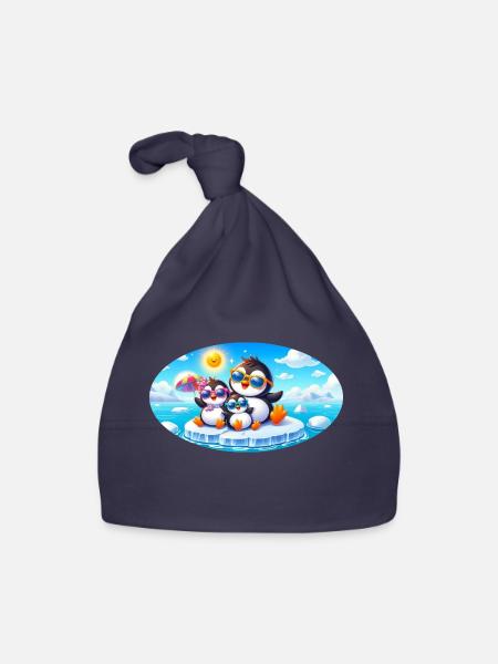 Funny Penguins - Organic Baby Cap - navy - Front