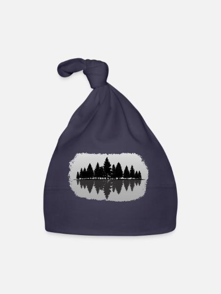 Forest - Forest Landscape Nature Trees - Organic Baby Cap - navy - Front