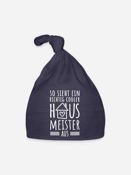 So sieht ein richtig cooler Hausmeister aus - Baby Bio-Mütze - Navy - Vorne