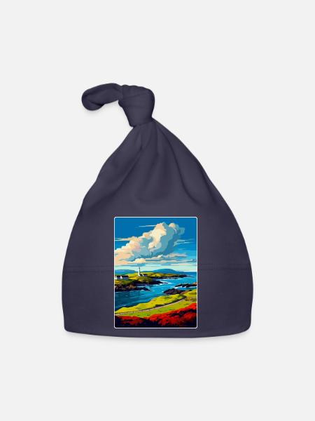 Isle Of Islay Scotland Uk Travel Poster Souvenir - Organic Baby Cap - navy - Front