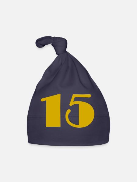 15. 15 ANS. 15e ANNIVERSAIRE. ANNIVERSAIRE 15 ANS. - Bonnet bio Bébé - marine - Devant