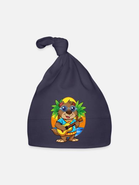 Lustige Biber Cartoon Sommer Strand Sonnenbrille - Baby Bio-Mütze - Navy - Vorne