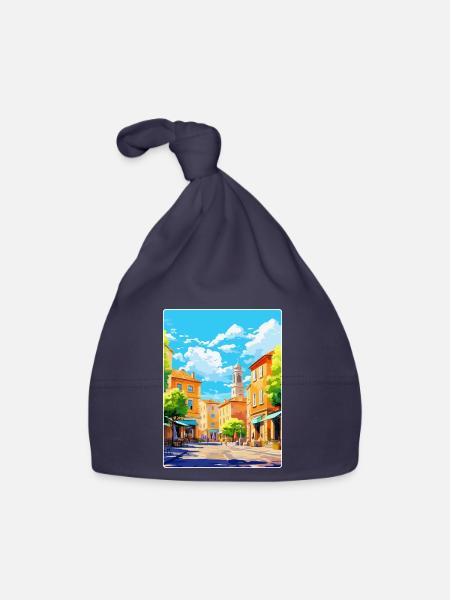 Aix En Provence France Vintage Travel Poster WPA - Organic Baby Cap - navy - Front