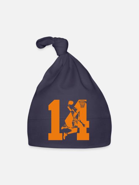 NUMMER 14 BASKETBALL 14. GEBURTSTAG - Baby Bio-Mütze - Navy - Vorne