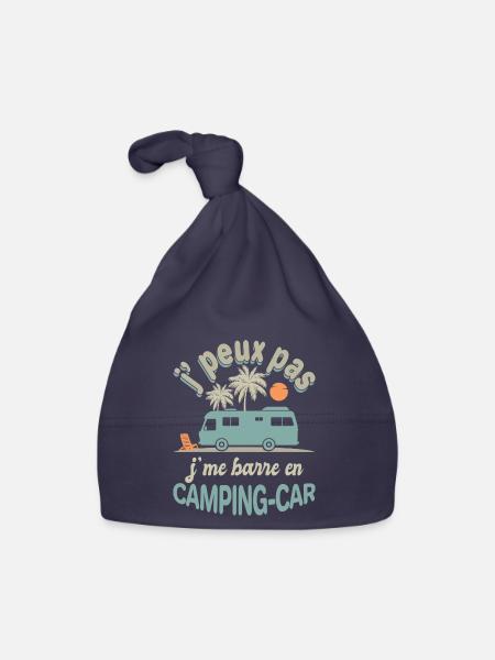 Camping-Car Je Me Barre Humour Voyage Liberté - Bonnet bio Bébé - marine - Devant