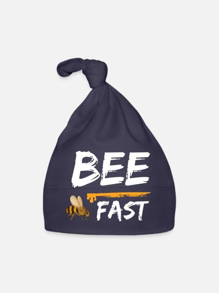 bee fast bees honey - Baby Bio-Mütze - Navy - Vorne