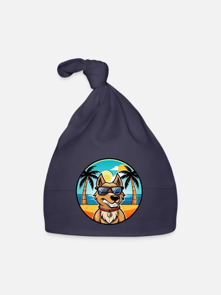 Magyar Agar Dog Breed Cartoon Sunglasses Beach - Organic Baby Cap - navy - Front