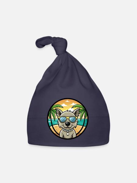 Pumi Hunderasse Cartoon Sonnenbrille Strand - Baby Bio-Mütze - Navy - Vorne