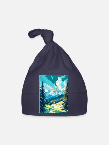 St Moritz Switzerland Vintage Travel Poster WPA - Organic Baby Cap - navy - Front