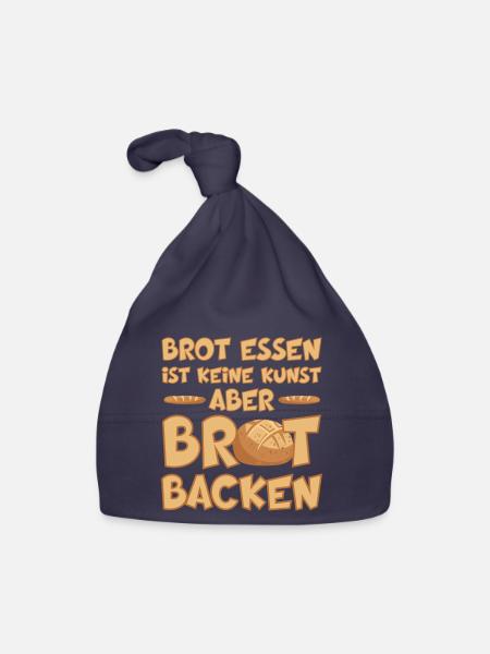 BROT BACKEN IST EINE KUNST - Baby Bio-Mütze - Navy - Vorne