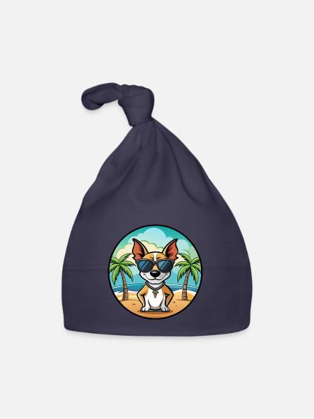 Decker Rat Terrier Hunderasse Cartoon Sonnenbrille - Baby Bio-Mütze - Navy - Vorne