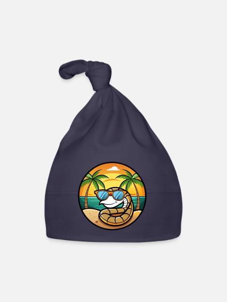 Schlange Lustige Cartoon Sommer Strand Sonnenbrille Cool - Baby Bio-Mütze - Navy - Vorne