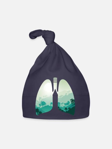 Green nature forest landscape lungs - Organic Baby Cap - navy - Front