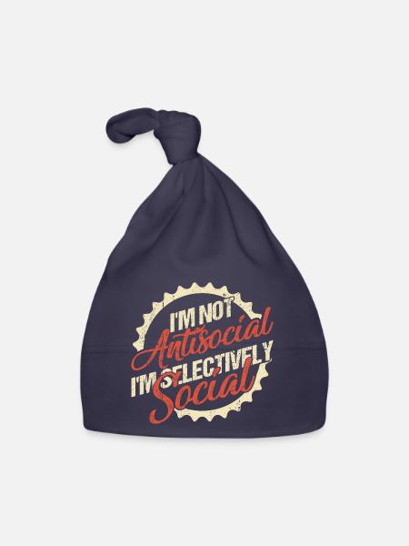 I'm Not Antisocial, I'm Selectively Social - Organic Baby Cap - navy - Front