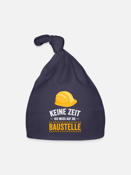 Keine Zeit ich muss auf die Baustelle - Baby Bio-Mütze - Navy - Vorne