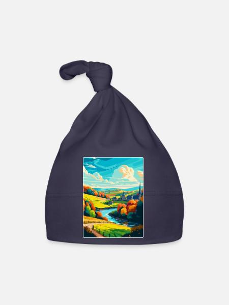 Ardennen Frankreich Vintage Reiseplakat Souvenir WPA - Baby Bio-Mütze - Navy - Vorne
