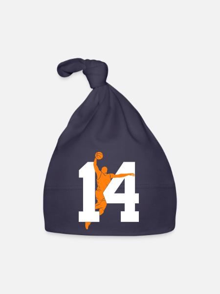 NUMMER 14 BASKETBALL 14. GEBURTSTAG - Baby Bio-Mütze - Navy - Vorne