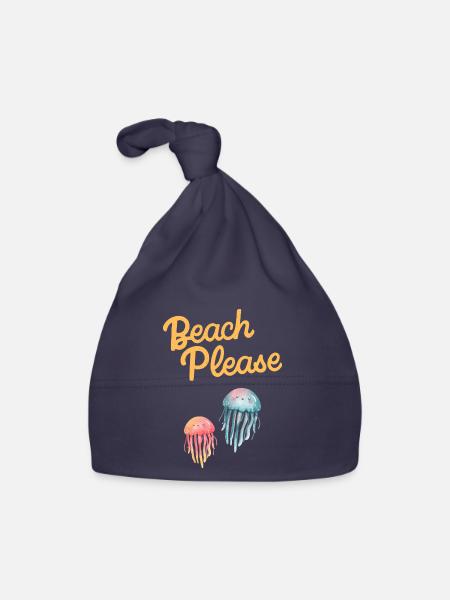 beach please Quallen - Baby Bio-Mütze - Navy - Vorne