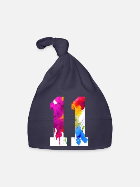 NUMBER 11 YEARS OLD 11TH BIRTHDAY - Organic Baby Cap - navy - Front