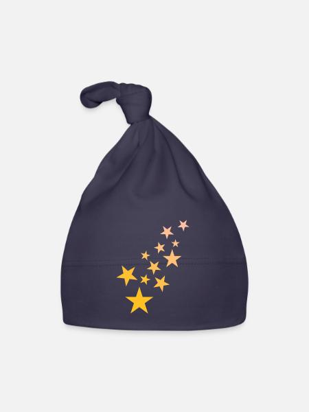 Stern Sternchen Muster Sternenhimmel - Baby Bio-Mütze - Navy - Vorne