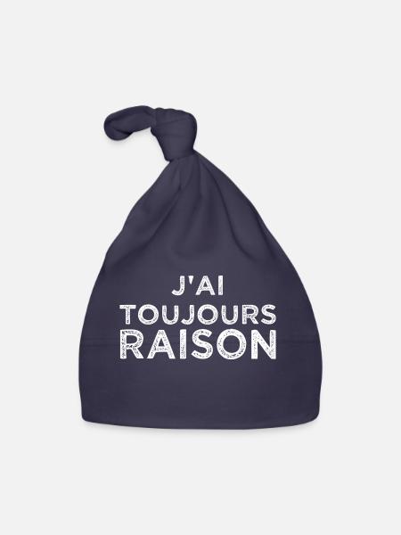 J'ai toujours raison - Bonnet bio Bébé - marine - Devant