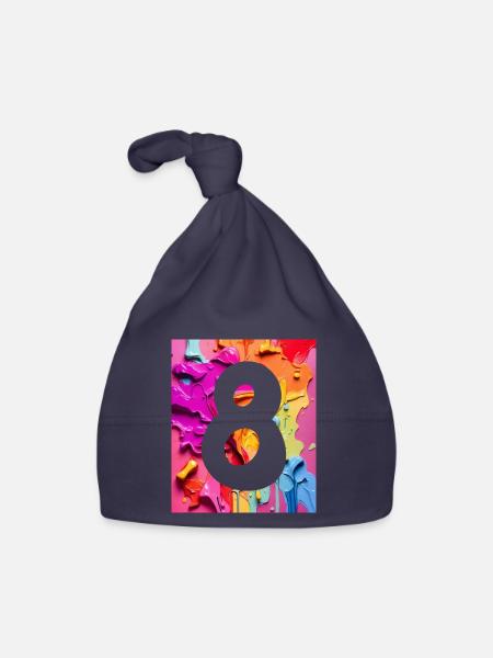 NR. 8 NUMMER 8 BUNT 8. GEBURTSTAG - Baby Bio-Mütze - Navy - Vorne