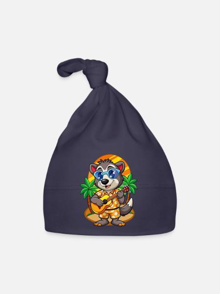 Lustige Dachs Cartoon Sommer Strand Sonnenbrille - Baby Bio-Mütze - Navy - Vorne