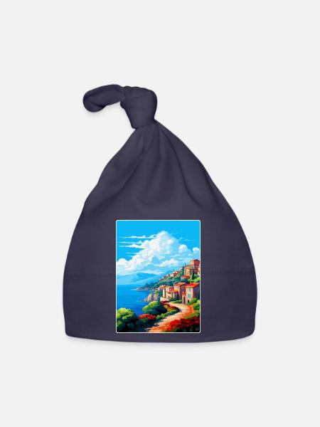 Elbe Italie Affiche de voyage vintage souvenir souvenir - Bonnet bio Bébé - marine - Devant