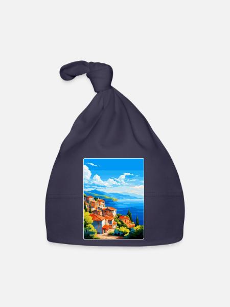 Samos Greece Vintage Travel Poster WPA Souvenir - Organic Baby Cap - navy - Front