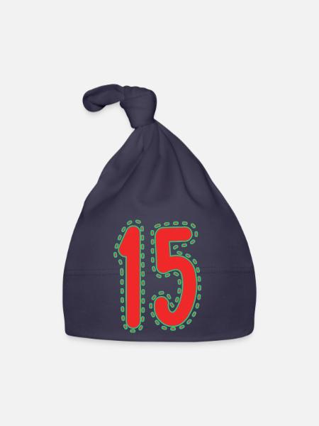 15. 15 ANS. 15e ANNIVERSAIRE. ANNIVERSAIRE 15 ANS. - Bonnet bio Bébé - marine - Devant