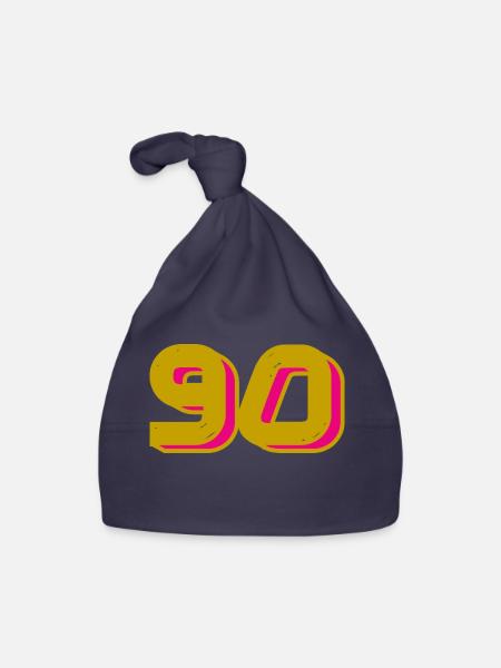 90. 90 JAHRE. 90-JÄHRIGES JUBILÄUM. 90-JÄHRIGES JUBILÄUM. - Baby Bio-Mütze - Navy - Vorne