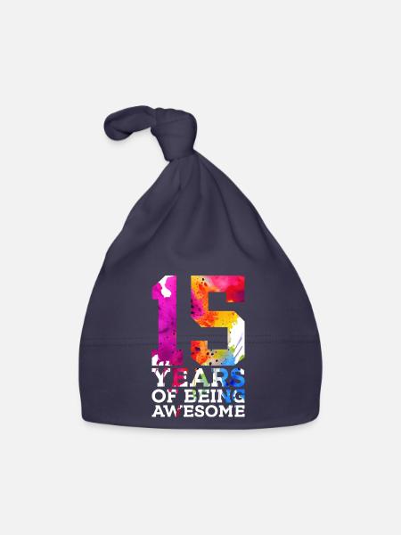 15 YEARS OF BEING AWESOME 15. GEBURTSTAG - Baby Bio-Mütze - Navy - Vorne