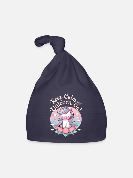 Keep Calm And Unicorn On! - Organic Baby Cap - navy - Front