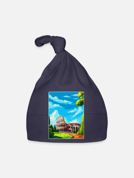 Rome Italy Vintage Travel Poster Souvenir Souvenir - Organic Baby Cap - navy - Front