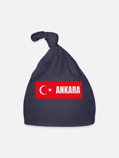 Ankara City in türkischer Flagge - Baby Bio-Mütze - Navy - Vorne