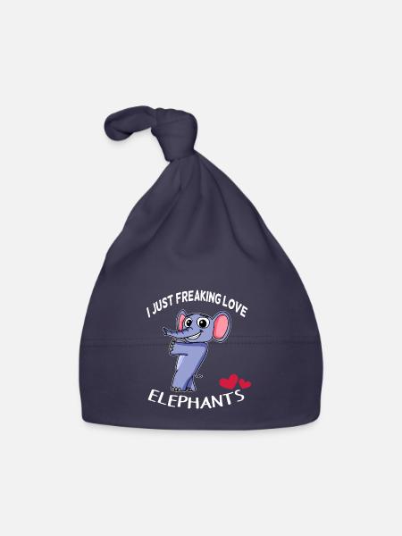 I love elephants - Organic Baby Cap - navy - Front