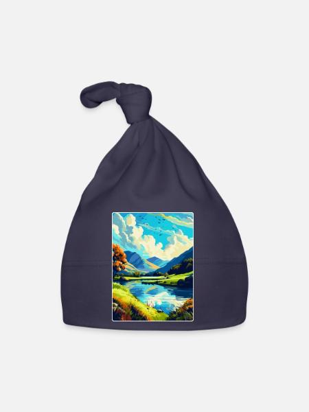 Lake District England Uk Vintage Travel Poster WPA - Organic Baby Cap - navy - Front