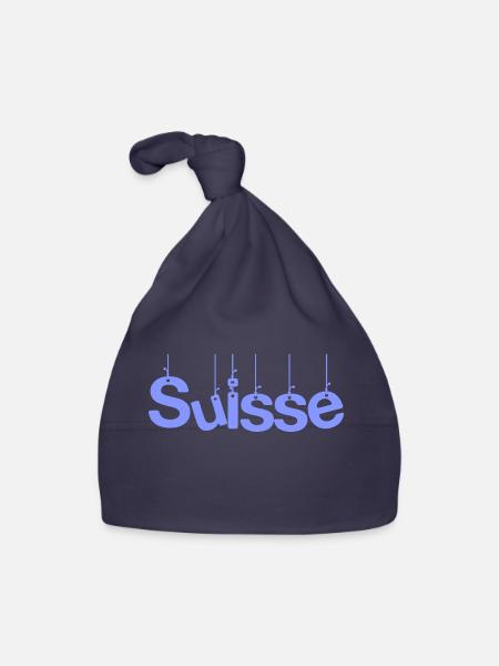 SUISSE. HUMOUR. PAYS. DRAPEAU. GENEVE. LAUSANNE - Bonnet bio Bébé - marine - Devant