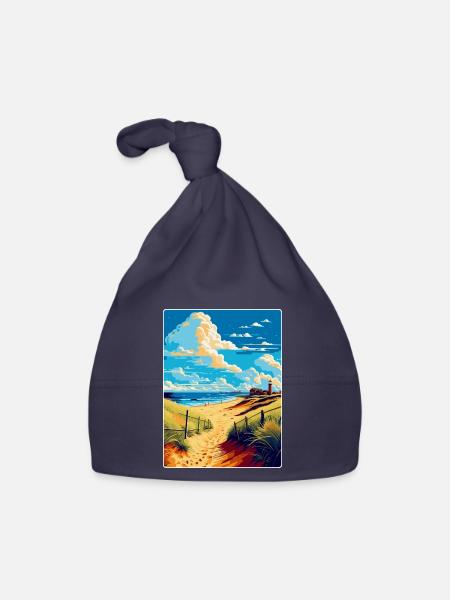 Suffolk Coast Vintage Travel Poster Souvenir WPA - Organic Baby Cap - navy - Front