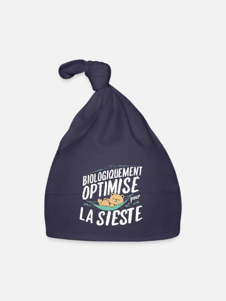 Biologiquement Optimisé Pour La Sieste - Bonnet bio Bébé - marine - Devant