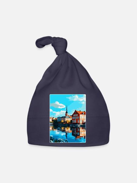 Eskilstuna Suède Affiche de voyage vintage souvenir - Bonnet bio Bébé - marine - Devant