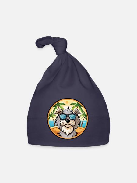 Pyrenäen-Schäferhund-Rasse Cartoon-Sonnenbrille Strand - Baby Bio-Mütze - Navy - Vorne