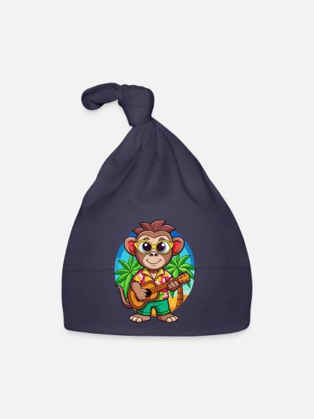 Lunettes de soleil de plage d’été de dessin animé de singe drôle - Bonnet bio Bébé - marine - Devant