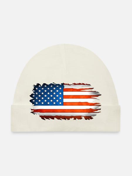 Amerikanische Flagge Pinselstrich - Baby Premium Organic Mütze -  - Vorne