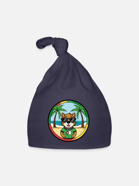 Portuguese Watchdog Breed Cartoon Sunglasses Beach - Organic Baby Cap - navy - Front