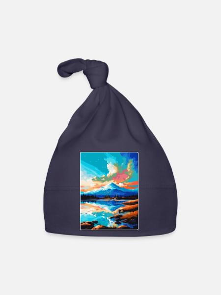 Abisko Suède Affiche de voyage vintage WPA Souvenir - Bonnet bio Bébé - marine - Devant