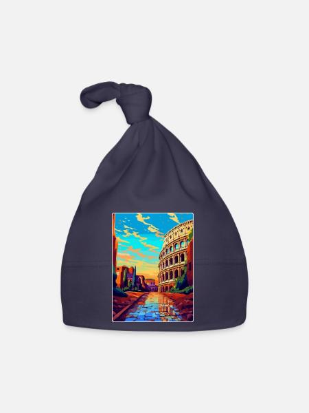 Rome Italy Vintage Travel Poster Souvenir Souvenir - Organic Baby Cap - navy - Front
